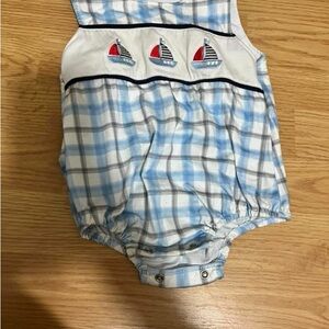 Blue Plaid Sailboat Romper